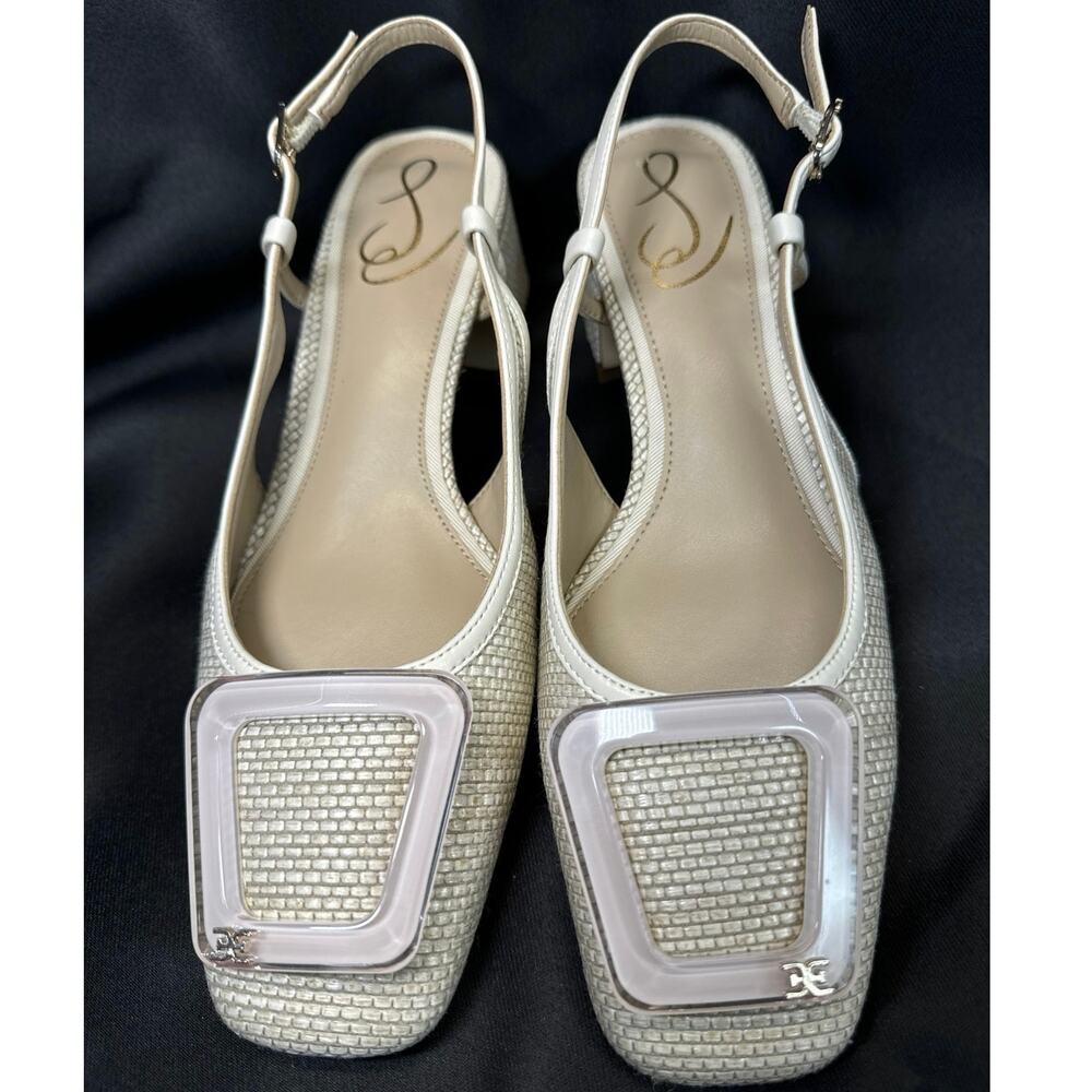 Sam Edelman Tracie Light Natural Straw Jackie-O Sling Back Sandals women sz 6.5 - Picture 3 of 7